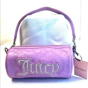 Juicy Couture Violet Pearl Roll Bag Embossed Logo Barrel Purse NWT